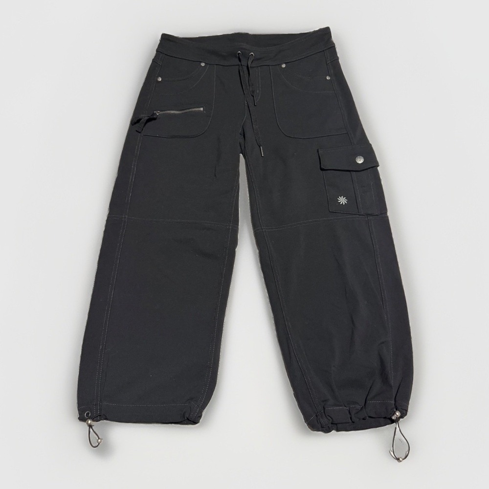 Athleta Cargo Parachute Pants Womens XS Black Nylon Drawstring